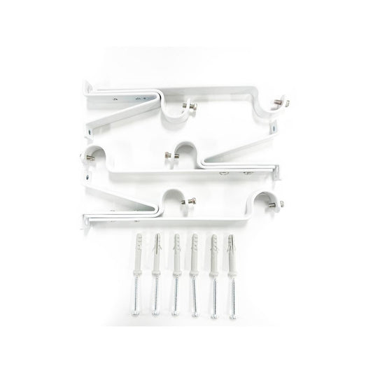 Windoware 16-22mm White Double Curtain Rod Bracket 3 Pack - Layered Curtains - Auzzistore