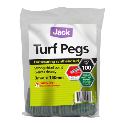 Jack Turf Peg - 150mm - Steel - Green PVC Coated - 100 Pack