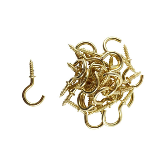 Everhang Cup Hook - 10mm - Brass Plated - 25 Pack - Auzzistore