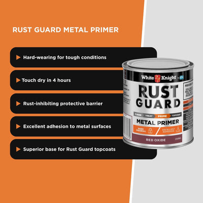 White Knight Rust Guard Metal Primer Paint 0.25L - Red Oxide - Anti-Corrosive