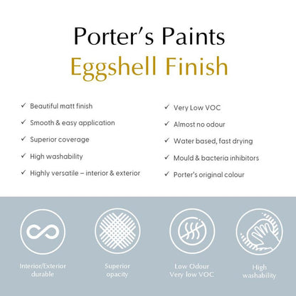 Porters 2L Hamptons Blue Eggshell Finish Washable Paint - 2L