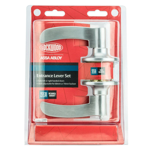 Lockwood Entry Lever Set - 65mm - Zinc Alloy - Satin Chrome – view 2 - Auzzistore