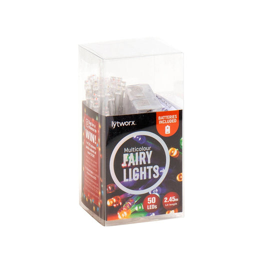 Lytworx Multicolour Fairy Lights 50L 2.45m Battery Operated Decor - Auzzistore