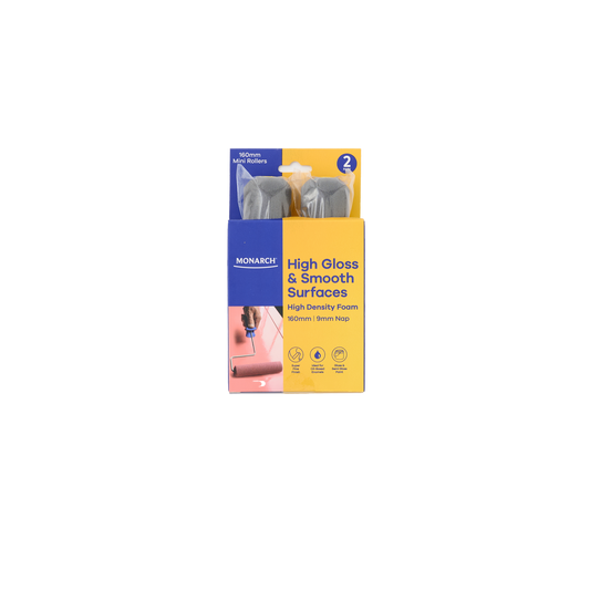 Monarch 160 Mini Rollers 2 Pack - 9mm Nap - High Gloss Finish - Yellow
