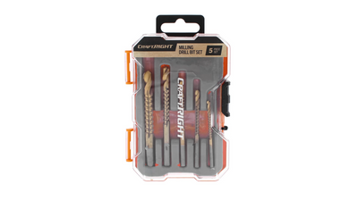 Craftright 5 Piece Milling Drill Bit Set - HSS4241 Titanium Coated - 104mm x 145mm
