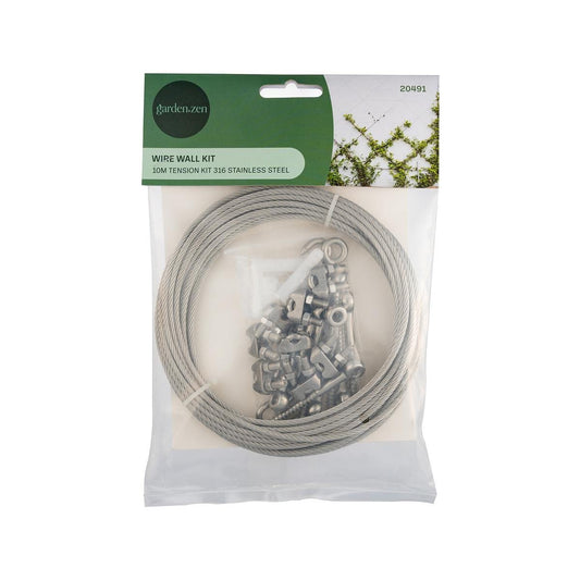 Garden Zen 10m Tensioned Wire Wall Plant Trainer Kit - 316 Stainless Steel - Durable Support for Climbing Plants - Auzzistore