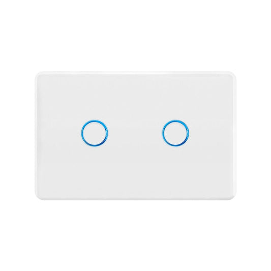 Deta Touch Activated Light Switch - 2 Gang - Polycarbonate - Gloss White - Auzzistore