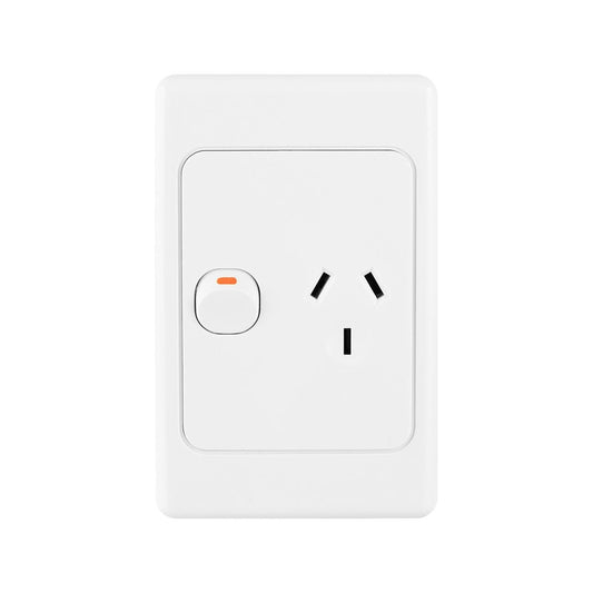 Deta Vertical Single Power Point - 250V 10A - Polycarbonate - Stylish Design - Auzzistore