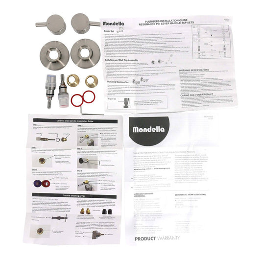 Mondella Brushed Nickel Resonance 1/4 Turn Pin Lever Wall Top Assembly - 1245mm x 76mm x 245mm - Ergonomic Water Control – view 2