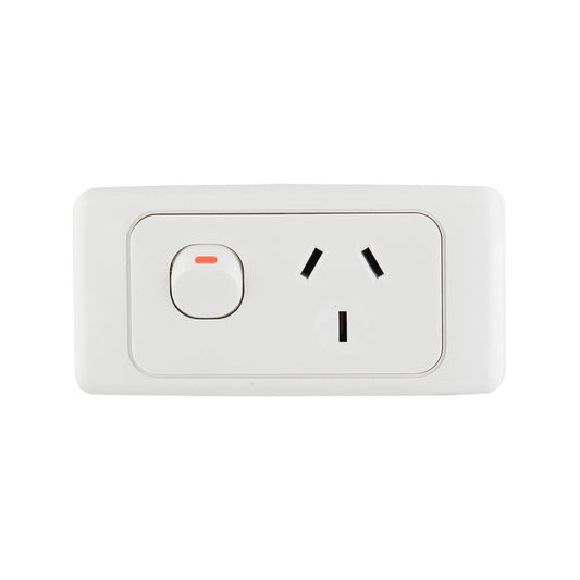 Deta Narrow Power Point - 250V 10A - ABS Polycarbonate - Space Saving - Auzzistore