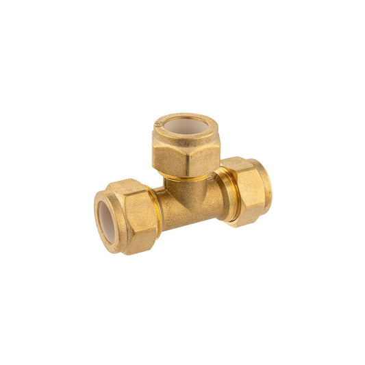 Brasshards Brass Compression Tee 20c x 20c x 20c Lead-Free - Durable Connection - Auzzistore