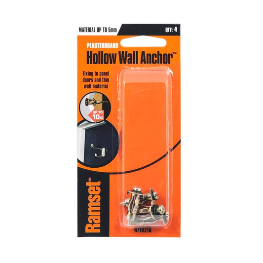 Ramset Hollow Wall Anchor 5mm 4 Pack Gold Zinc Steel High Strength - Auzzistore
