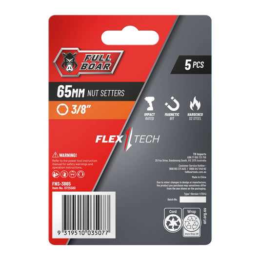 Full Boar 3/8" Magnetic Impact Nut Setters 5 Pack - 65mm - Durable & Strong – view 2 - Auzzistore