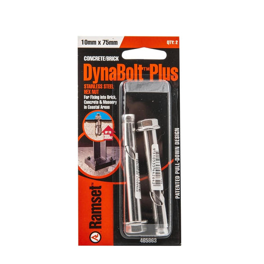 Ramset DynaBolt Plus 10 x 75mm Stainless Steel Anchor 2 Pack - Auzzistore