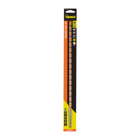 Kango 10 x 400mm Masonry Drill Bit - Durable Carbide Rapid Tip - ¼” Hex Shank - Auzzistore