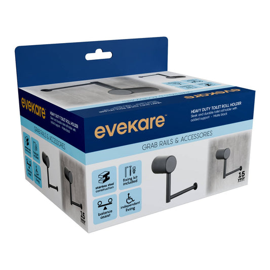 Evekare Black Matte Toilet Roll Holder - 159mm x 81mm x 140mm - Durable Support – view 2