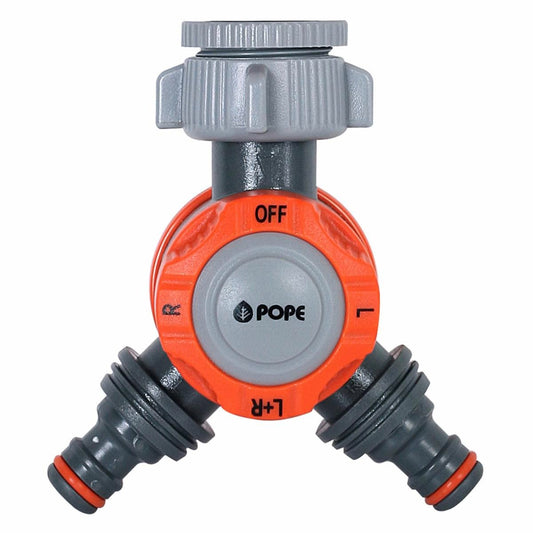 Pope Snap on Ez Dial 2 Way Tap Adaptor - Dual Outlet - 20mm/25mm - Grey/Orange - Auzzistore