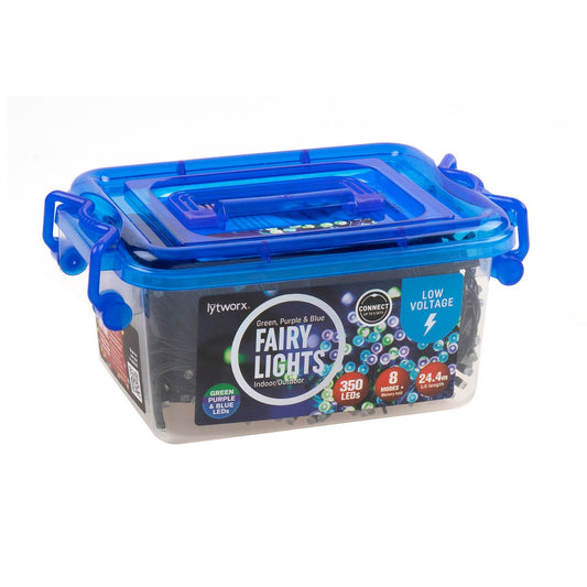 Lytworx Connectable Fairy Lights - 350 LEDs - 24.4m - Green Purple Blue - Auzzistore