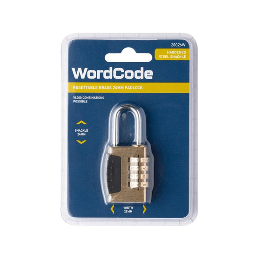 Wordcode 24mm Brass 4 Dial Resettable Padlock - Durable - Secure Locking Solution - Auzzistore
