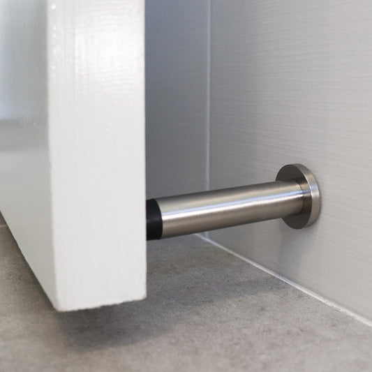 Adoored 85mm Satin Chrome Door Stop - Steel - Non Marking Rubber - Stylish – view 2 - Auzzistore