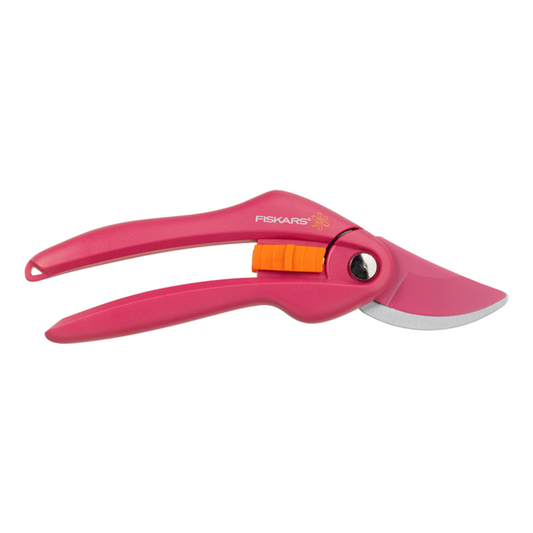 Fiskars Bypass Pruner Ruby - 22mm Carbon Steel Blades - Comfortable Grip - Auzzistore