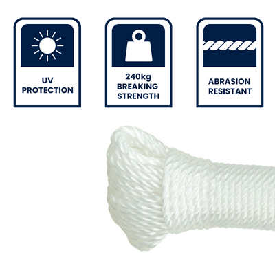 Grunt Supersilver Rope 4mm x 20m White Polypropylene Weather Resistant