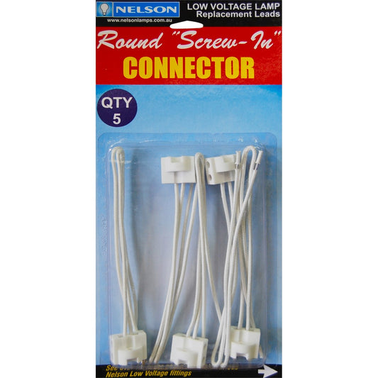 HPM MR16 LV Round Socket Screw-In Connectors 5 Pack Plastic White – view 2 - Auzzistore