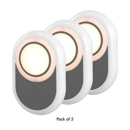 Arlec 240V Pill Plug-in LED Night Light 3 Pack - Warm White Glow - Grey - 60mm x 90mm