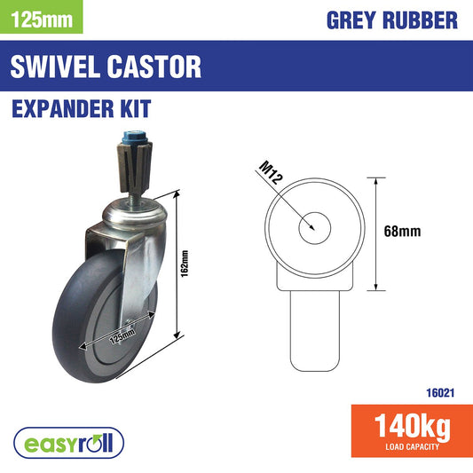 Easyroll Castor Expander Kit - 125mm - Rubber - Vibration Absorbing – view 2 - Auzzistore