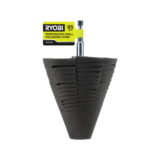 Ryobi 95mm Perforated Drill Polishing Cone - Durable Foam - Washable