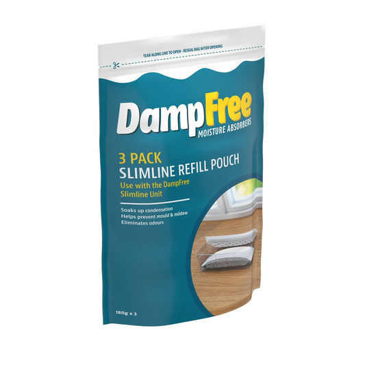 DampFree Moisture Absorber Slimline Refill Sachets 3 Pack - 350mL - Calcium Chloride - Damp Free Environment