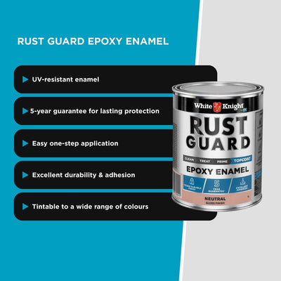White Knight Rust Guard Epoxy Enamel Paint - 1L - Neutral Gloss - UV Resistant