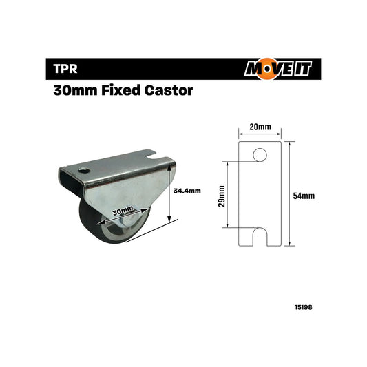 Move It Castor - 30mm Grey TPR on Polypropylene - 20kg Load - 2 Pack – view 2 - Auzzistore