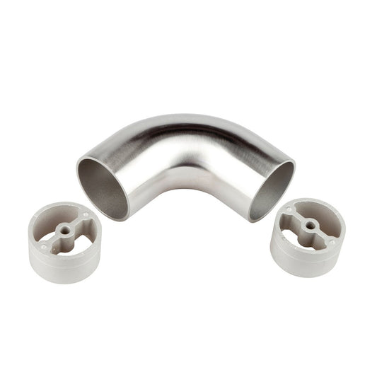 Porta Handrail - 90 Degree - 87mm x 87mm - High-Grade 316 Stainless Steel - 2 Connectors - Auzzistore