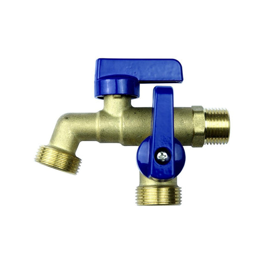 Brasshards Dual Mi Hose Tap 15mm Lead Free - Dual Outlets - Brass - Auzzistore