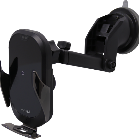 Crest Qi Wireless Car Charger Window Mount - 15W Fast Charging - Black