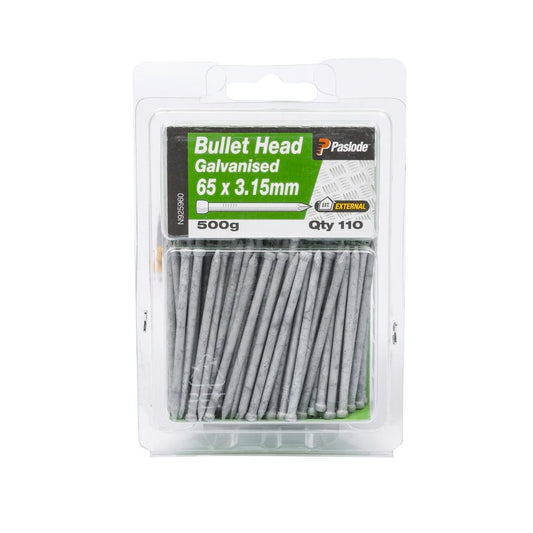 Paslode Galvanised Bullet Head Nails 65 x 3 110 Pack Durable Steel - Auzzistore