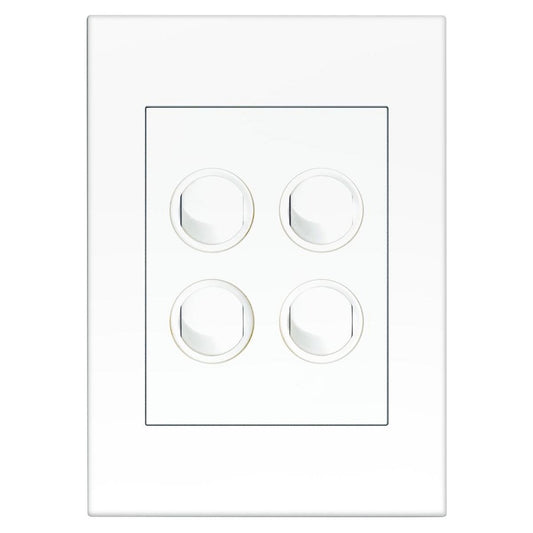 HPM Vivo 4 Gang Wall Switch - 85mm x 118mm - White - Reliable Indoor Use - Auzzistore