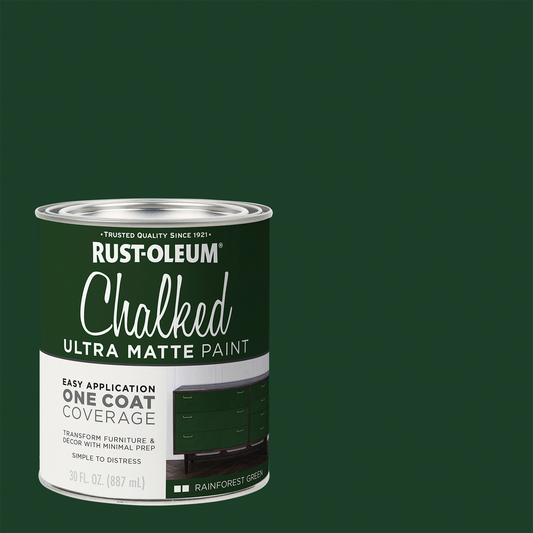 Rust Oleum Chalked Paint - 887ml - Rainforest Green - Ultra Matte Finish - Easy One-Coat Coverage – view 2 - Auzzistore