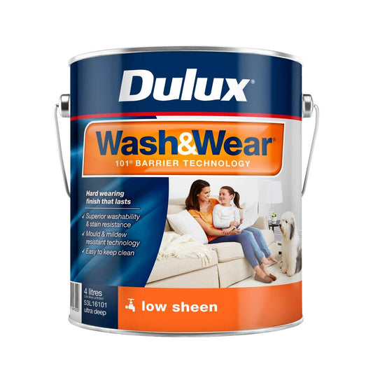 Dulux Interior Paint Wash Wear Low Sheen Ultra Deep 4L - 4L - Washable, Stain Resistant - Auzzistore