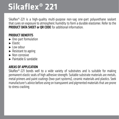 Sika Sikaflex 221 Multi Purpose Adhesive Sealant 310ml White Polyurethane
