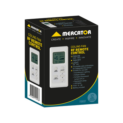 Mercator Ceiling Fan Remote Control - LCD Screen - White - Easy Use