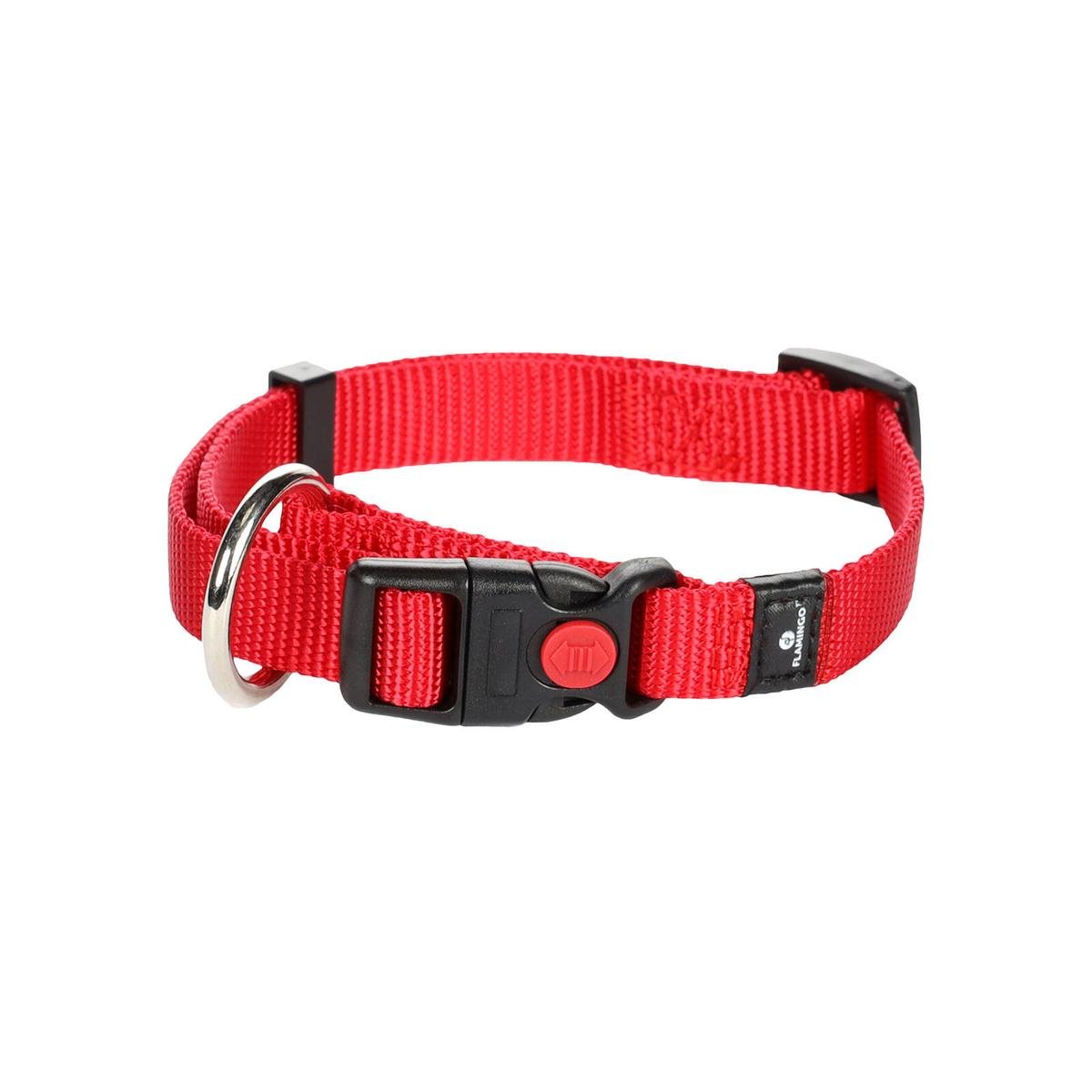Flamingo Small Red Ziggi Dog Collar - Adjustable Nylon - 30-45CM - Durable