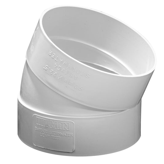 Holman 90mm Stormwater Elbow 22.5° PVC White Durable Connection - Auzzistore