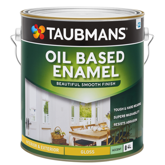 Taubmans Accent Gloss Oil Based Enamel - 4L - White - 180mm x 195mm x 180mm - Auzzistore