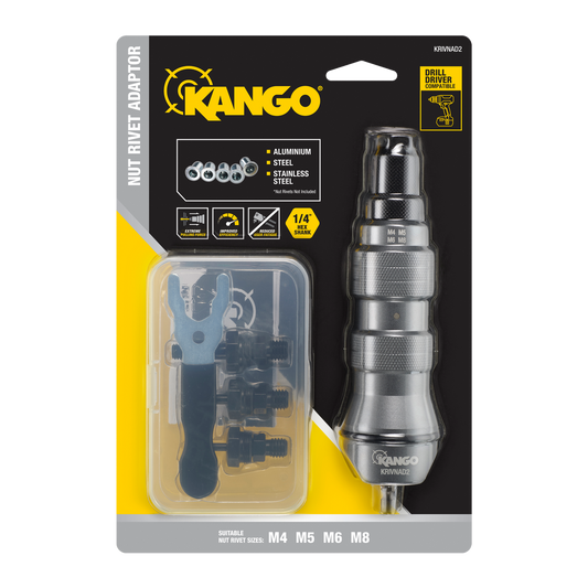 Kango Nut Rivet Drill Adaptor - M4 M5 M6 M8 Mandrels - 254mm x 51mm x 174.4mm - High Pulling Force - Auzzistore