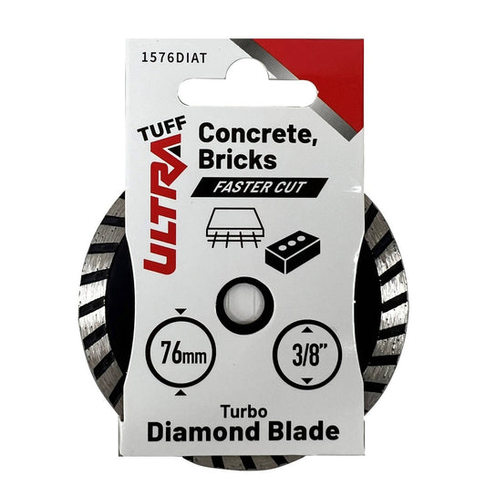 Ultra Tuff Turbo Diamond Blade - 76mm Dia - Fast Cutting - 3/8" Bore - Auzzistore
