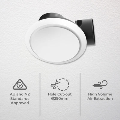 Deta 250mm Side Duct Exhaust Fan - Plastic - High Air Extraction