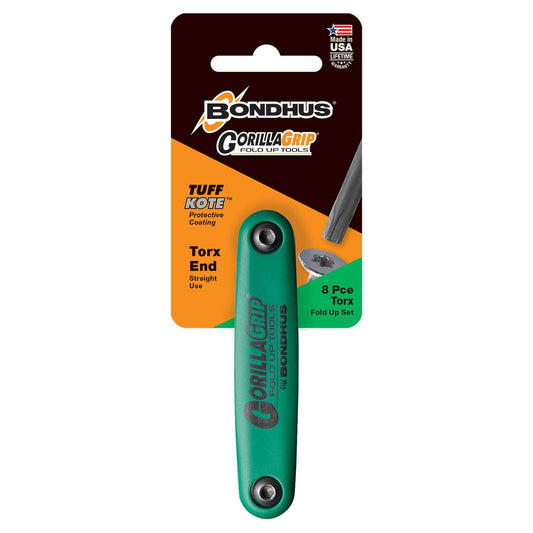 Bondhus Torx Fold Up Key Set 8 Piece - 87mm x 30mm x 150mm - Black - Durable, Versatile