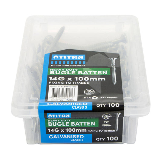 Titan 14g Gal Bugle Batten Screw - 100 Pack - 100mm - Heavy-Duty Fastening - Auzzistore